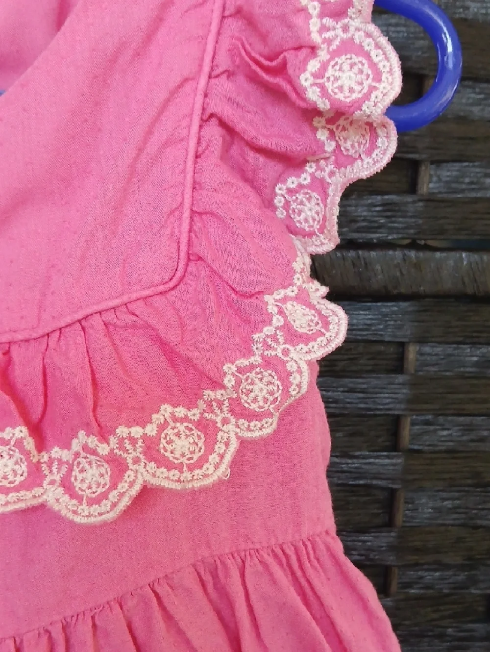 Max Studio Pink Button-Front Ruffle Dress with Lace Trim Girls SZ 3T